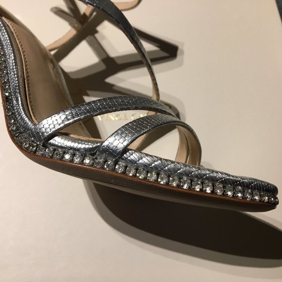 Platinum lizard and crystals sandals, 8M/38, NWT - Picture 9 of 11